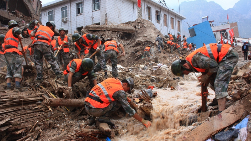 China - Rescue teams searching for survivors
