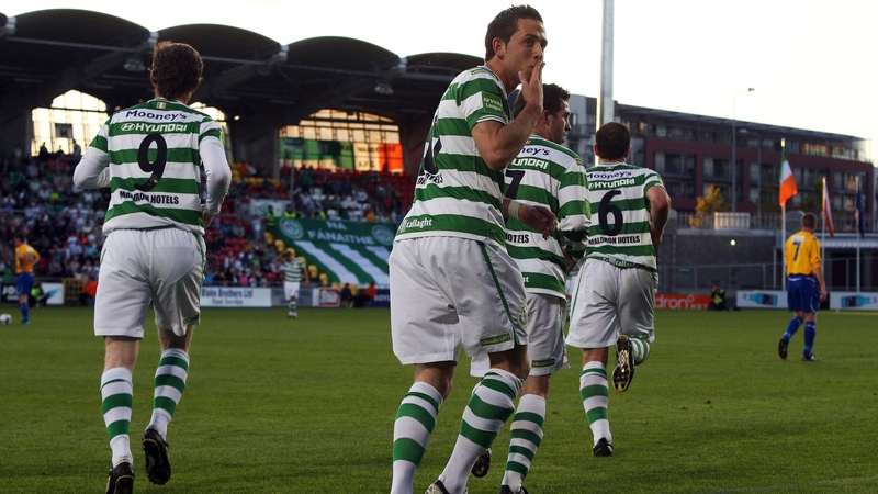 Billy Dennehy opened the scoring for Shamrock Rovers at Oriel Park
