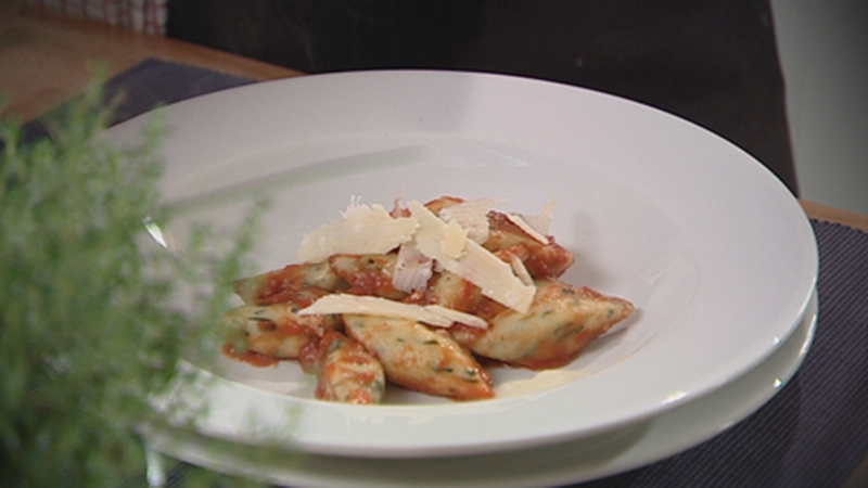 Catherine Fulvio's Spinach Gnocchi with Tomato Sauce