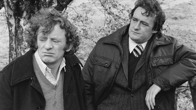 Lally as 'Miley Byrne' and Seán Lawlor as 'Peter Thompson' in 'Bracken' in 1979