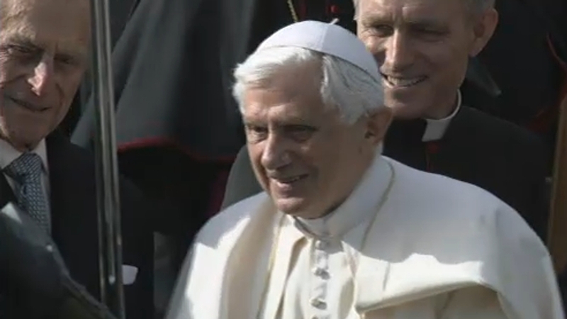 Pope Benedict XVI - Greeted by Prince Philip as he begins state visit in Edinburgh