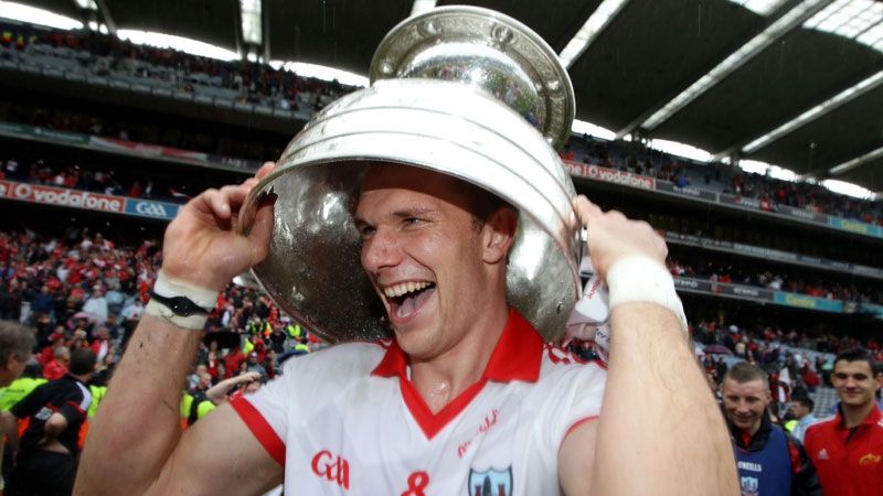 Cork footballer Alan O'Connor celebrates winning the All-Ireland in 2010