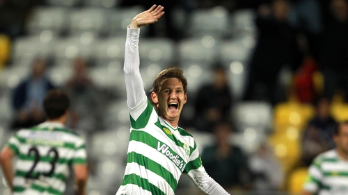 Gary Twigg celebrates his first goal