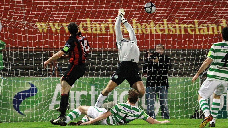 Jason Byrne scores for Bohemians against Rovers in his previous stint at the club