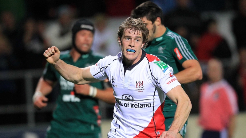 Andrew Trimble celebrates his score