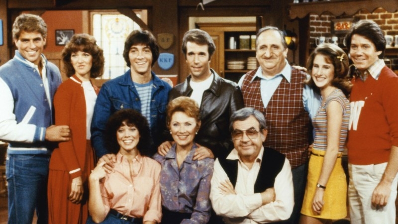 Erin Moran (front left) starred as Joanie Cunningham in the famed sitcom