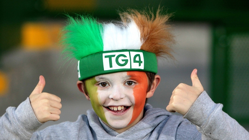 A young Irish fan shows his true colours at the Gaelic Grounds.