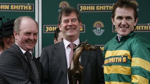The connections of Don't Push It after their Aintree success