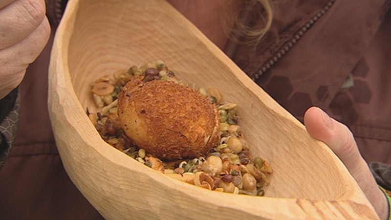 Richard Corrigan's Deep Fried Egg with Chanterelles and Live Sprouts