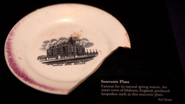 Souvenier china depicting Malvern Hotel in England recovered from the wreck of the Titanic