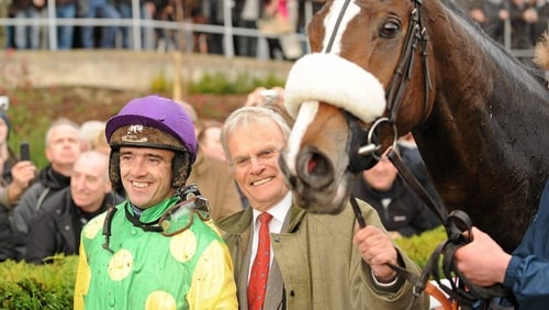 Ruby Walsh and Kato Star owner Clive Smith celebrate at the end