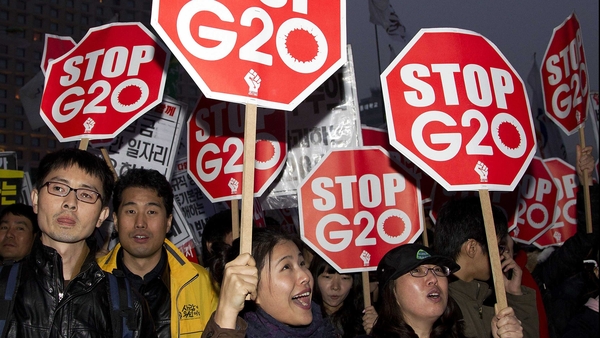 Korea - Protestors keep away from summit venue