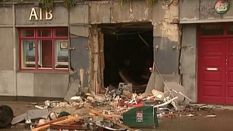 Castleisland - ATM removed from wall of bank