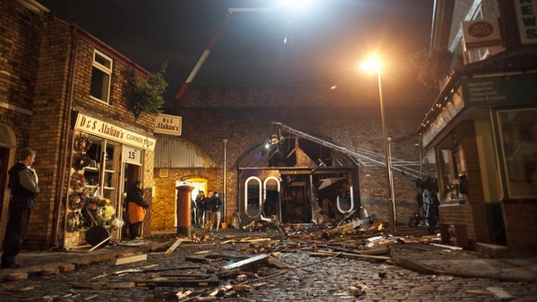 The Corrie set after the tram crash
