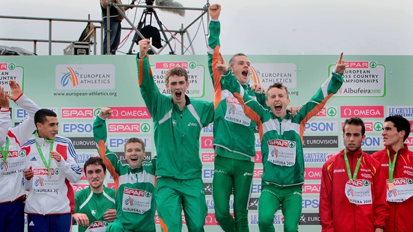 The Irish Men's U23 team celebrate their win