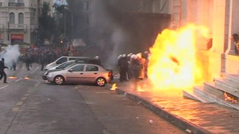 Greece - Fire bombs have been thrown