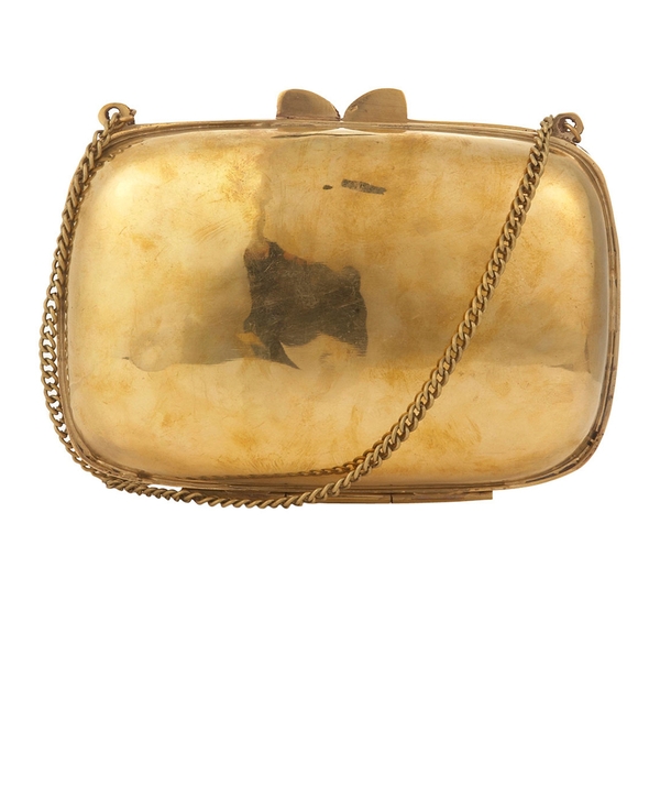 Gold metal box bag, £45