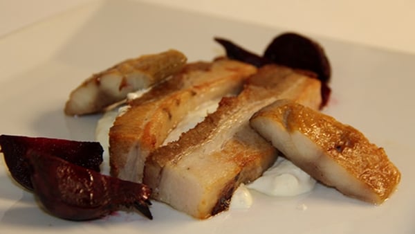 Crisp Pork Belly, Smoked Mackerel, Baby beetroot a