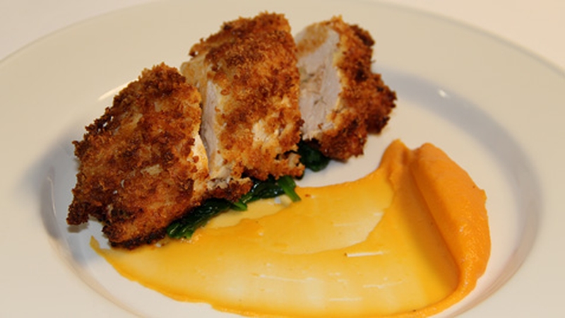 Crabmeat Stuffed Chicken with Lobster and Brandy Sauce