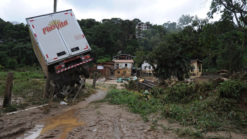 Brazil - Flood waters have destroyed houses and swept away vehicles
