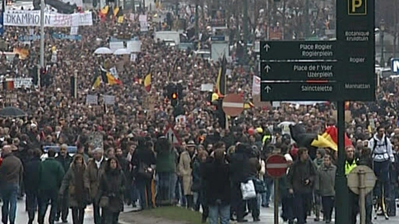 Belgian protestors -Are angry over the 7 month political impasse