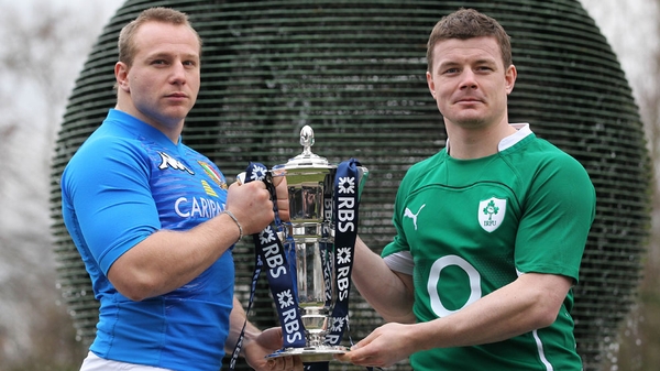 Ireland captain Brian O'Driscoll and his Italian counterpart Leonardo Ghiraldini