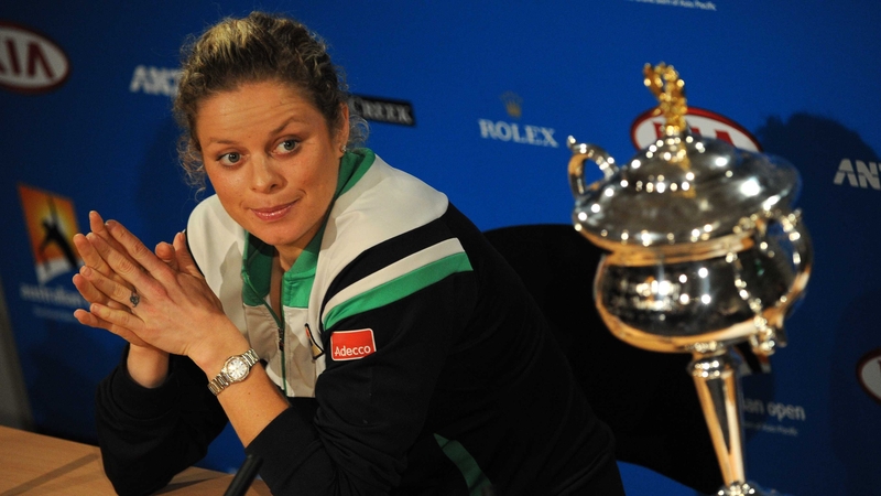 Clijsters with the Australian Open trophy she recently won in Melbourne
