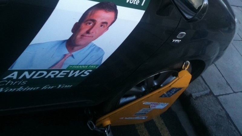 Dublin - Chris Andrews' car appears to be parked on yellow lines