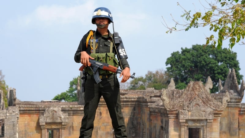 Cambodia - Troops are stationed at the Preah Vihear temple
