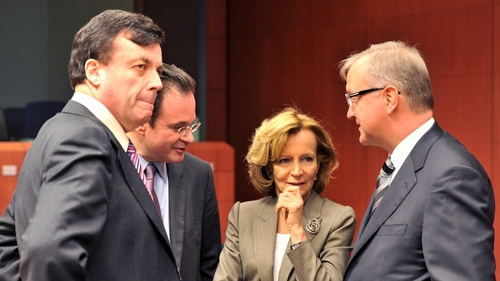 Brian Lenihan, George Papaconstantinou, Elena Salgado and Olli Rehn speaking last night