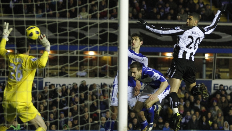 Leon Best scores the goal that sealed victory for Newcastle