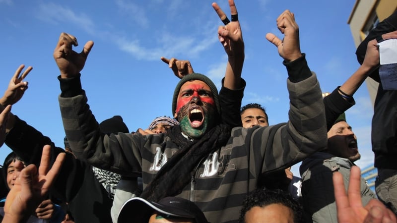 Libya - Demonstrators demand the removal of leader Muammar Gaddafi