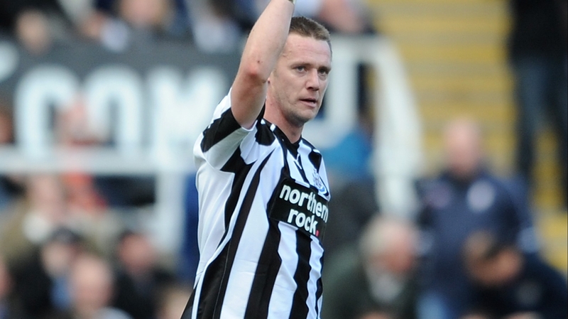 Kevin Nolan salutes the Newcastle support after opening the scoring at St James' Park