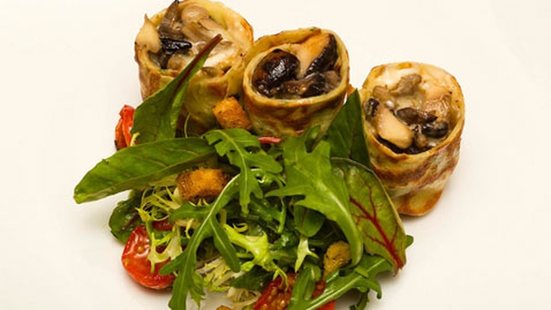 Herb Crepe with Mushrooms and Knockdrinna Goats Cheese