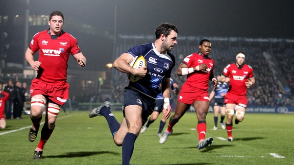 Leinster's Niall Morris runs in for a try at the RDS