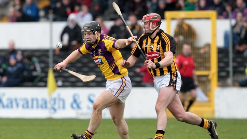 Kilkenny's Eoin Larkin tussles with Wexford's Michael Jacob during his side's smooth victory at Nowlan Park