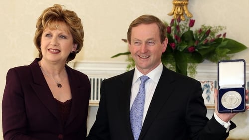 Mary McAleese &amp; Enda Kenny - Ceremony at Áras an Uachtaráin
