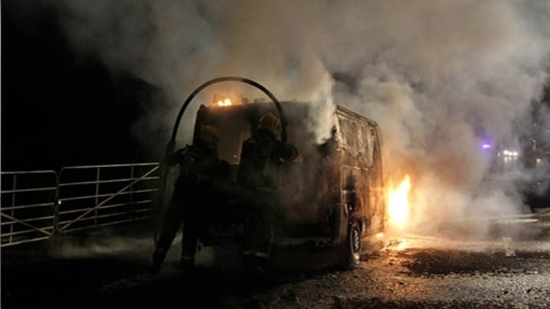 Van set on fire - (Pic: Garry O'Neill)