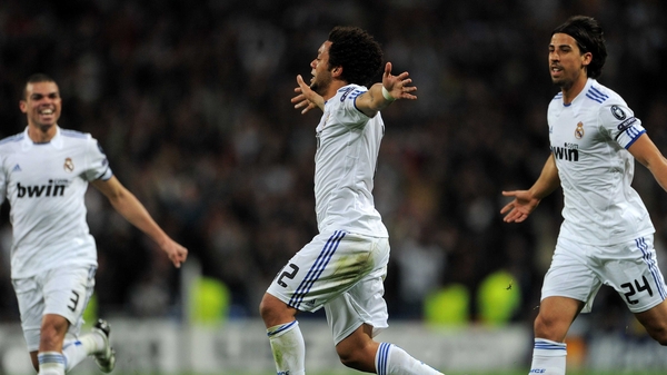 Marcelo celebrates the opener for Real Madrid