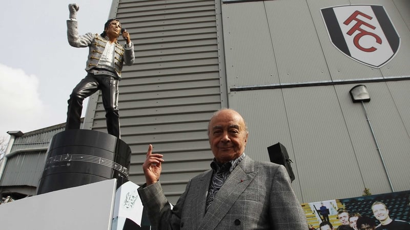 Mohammed Al Fayed unveils the statue of Michael Jackson outside Craven Cottage