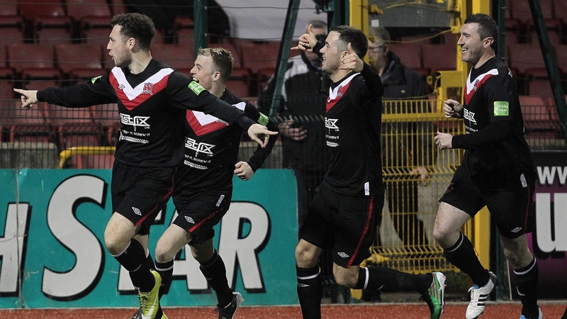 Mark Quigley - could have had more than one goal for Dundalk against Galway