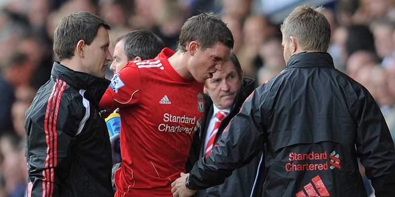 A familiar sight - Agger laeves the field injured