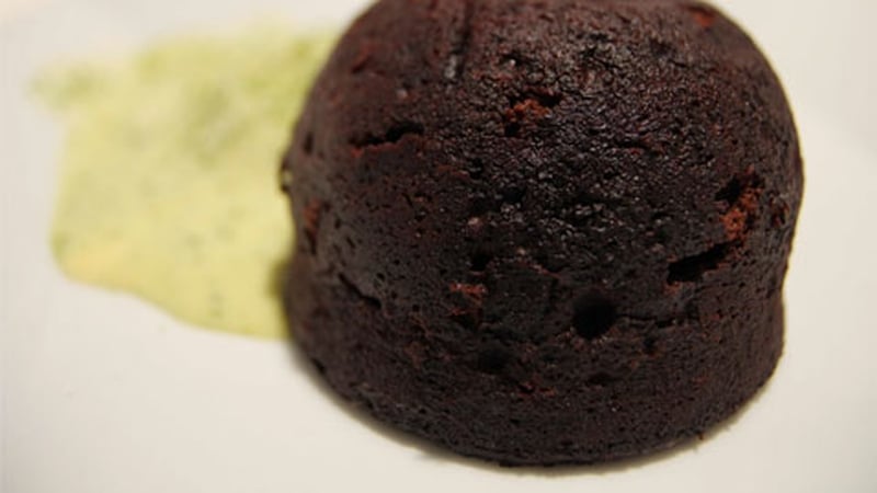Hot Chocolate Fondant with Pistachio Ice Cream: Marty Morrissey