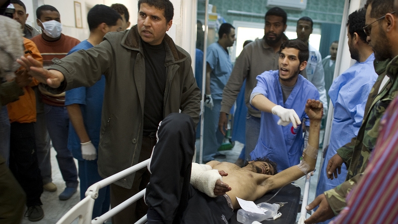 Libya - Injured rebels taken to hospital in Ajdabiya