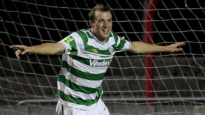 Karl Sheppard - celebrates scoring Shamrock Rovers' second goal