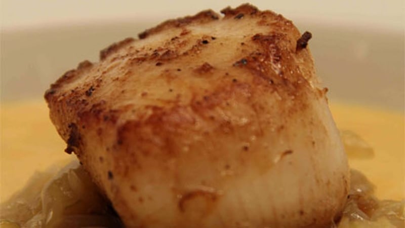 Dinish Island Scallop with a Coral and Leek Bisque: The Restaurant