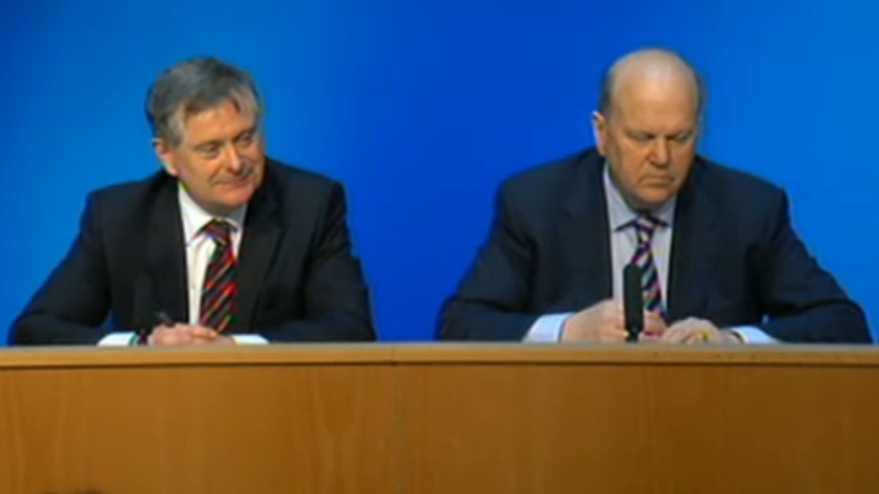 Ministers point to fall in deficit excluding bank costs