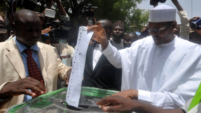 Nigeria - Challenger Muhammadu Buhari casts his vote in yesterday's election