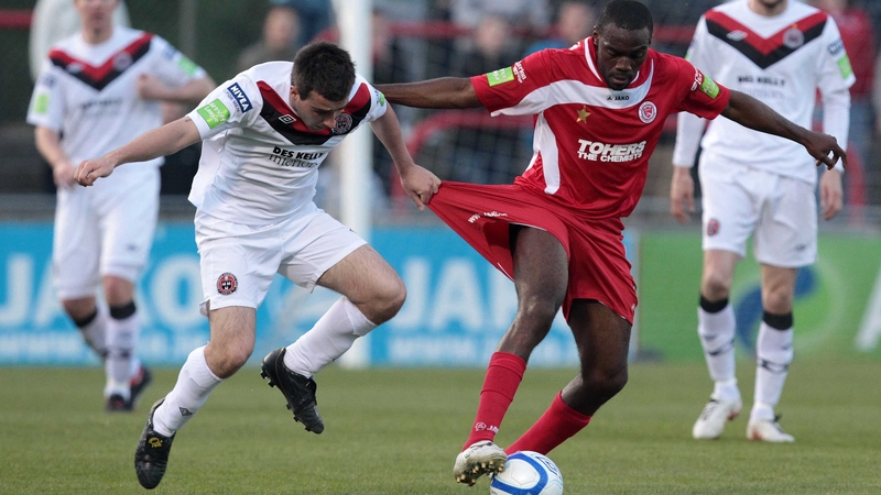 Robert Bayly of Bohemians getting 'shorty' with Joseph N'Do at The Showgrounds