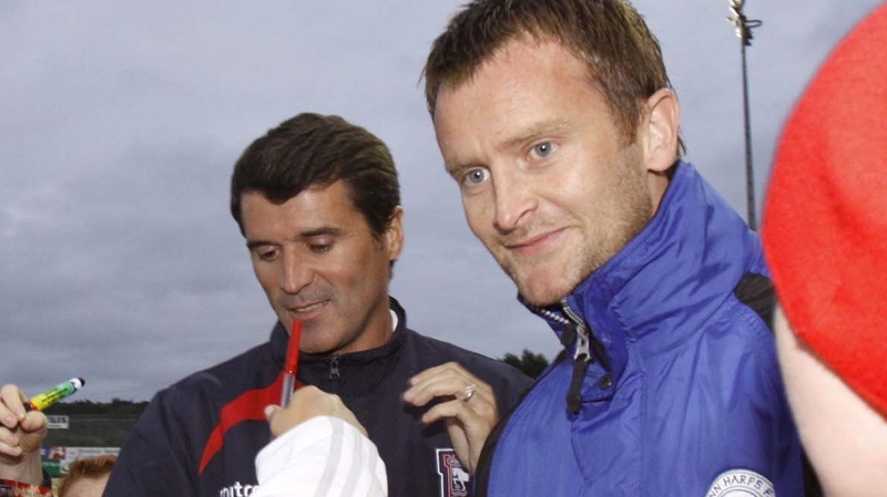 Happier times - Departing manager James Gallagher with former Ipswich manager Roy Keane after a friendly clash